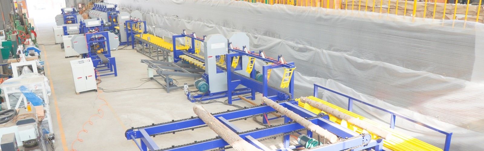 Automatic Small Logs Cutting Saw Twin Bandsaw Industrial Wood Process Production Line