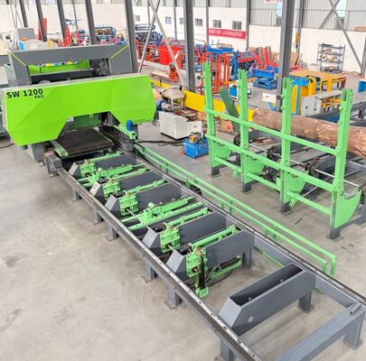 Horizontal Log Band Saw Heavy Duty Hydraulic Sawmill SW1200PRO Automatic Cutting Line