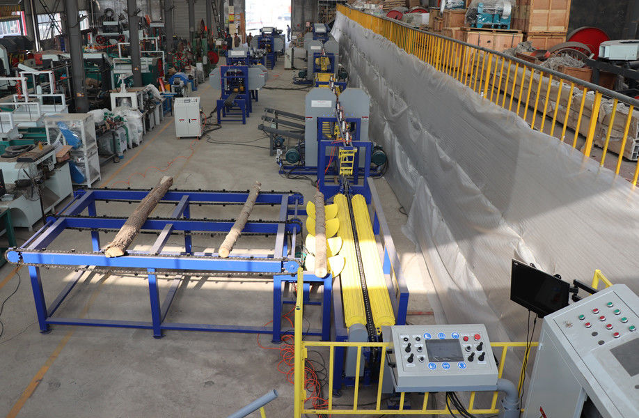 Full Automatic Log Cutting Vertical Twin Band Saw  Multi Blades Ripsaw Production Line
