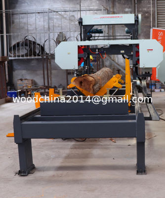 Hydraulic Wood Cutting Portable Sawmill Horizontal Band Saw Mill with automatic log turner