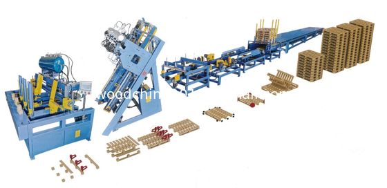 آلة صناعة لوحات الخشب الأوروبية 4 Stringer w/Stacker Palet Nailer Assembly System